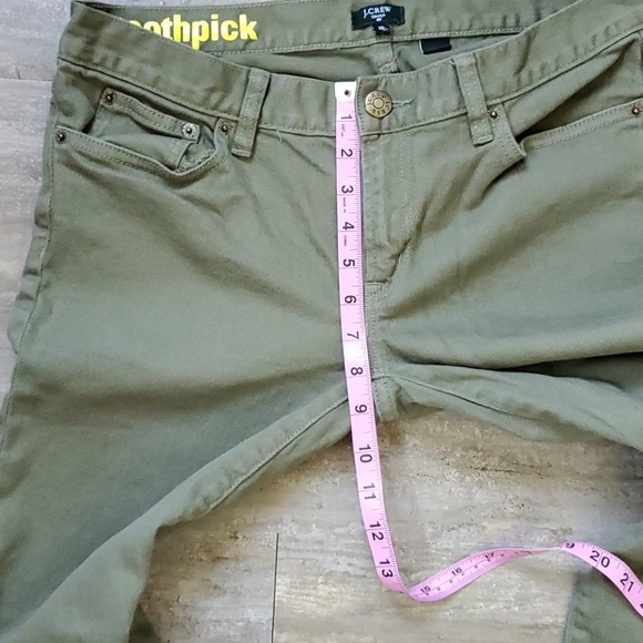J Crew Stretch Toothpick Ankle Jeans/ Olive Skinny Jeans - Picture 6 of 7